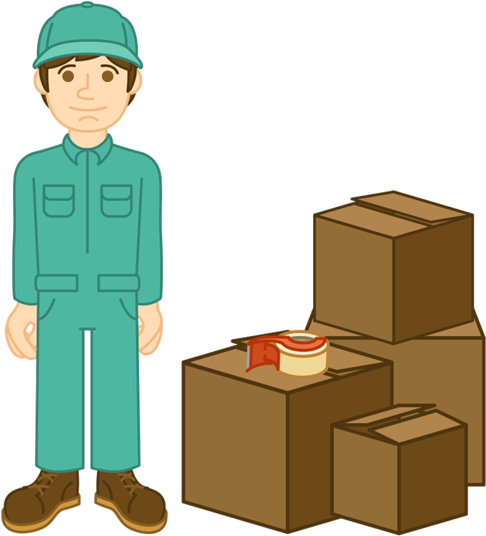 Moving Man In Blue Next To Box Pile - Box Packers (900x900)