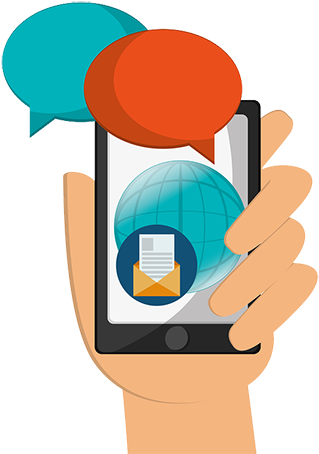 Illustration Of A Phone With Text Or Sms Messaging - Illustration (500x539)