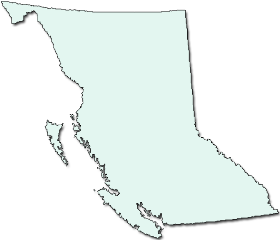 Ponderosa Pine Biogeoclimatic Zone - Blank Map Of British Columbia (561x481)