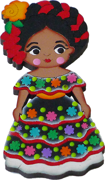 Beautiful Mexican Hand-painted Wooden Magnet - Chiapaneca Png (335x576)