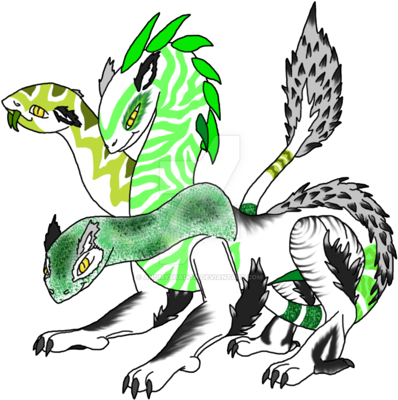 Three - Three Headed Snake Drawing (800x791)