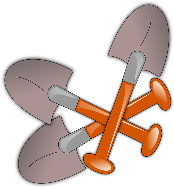 Metal Spades, Shovels, Digging, Gardening, Handle, - Gardening Tools Clip Art (667x720)