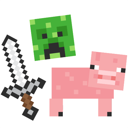 Block Figure Set Svg Scrapbook Cut File Cute Clipart - Thinkgeek Minecraft Foam Sword & Pickaxe Combo (432x432)