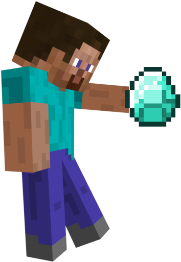 Minecraft Clipart Steve Running - Minecraft Steve Holding Diamond (640x640)
