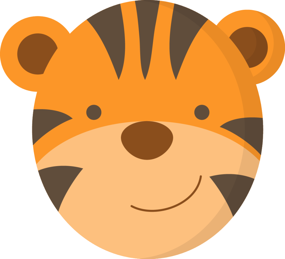 Set Of Cartoon Animals Faces - Tiger Face Clip Art (956x870)