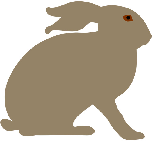 Rabbit With Brown Eyes Silhouette Vector Image - Hare Clipart (500x500)