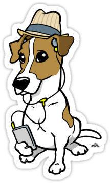 Hipster Russell Sticker > - Jack Russell Terrier (375x360)