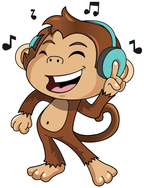 Cute Monkey Stickers Messages Sticker-1 - Emoji Listening To Music (618x618)