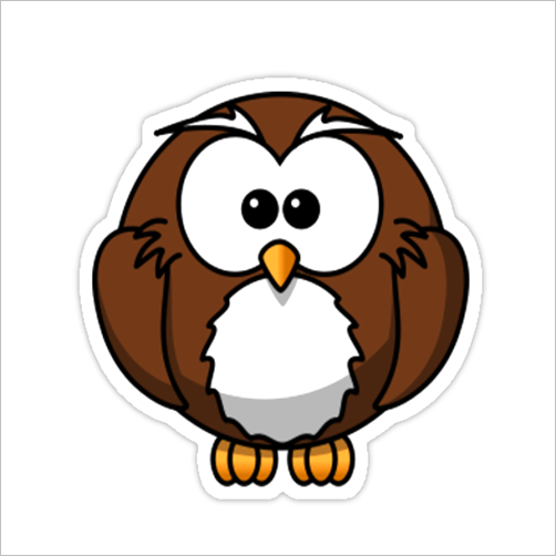 Animal Stickers - Cartoon Owl Shower Curtain (502x502)