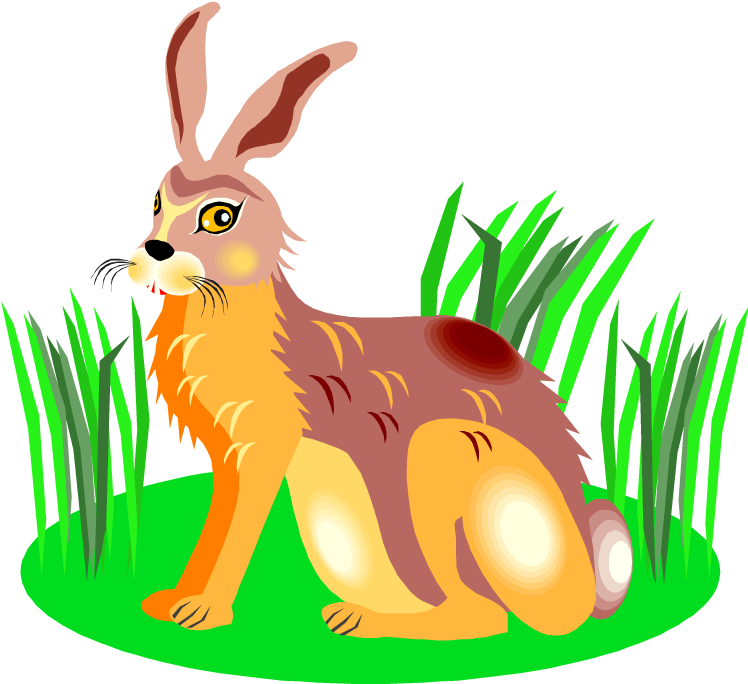 Rabbit In Grass - Rabbit Eating Grass Cartoon (750x691)