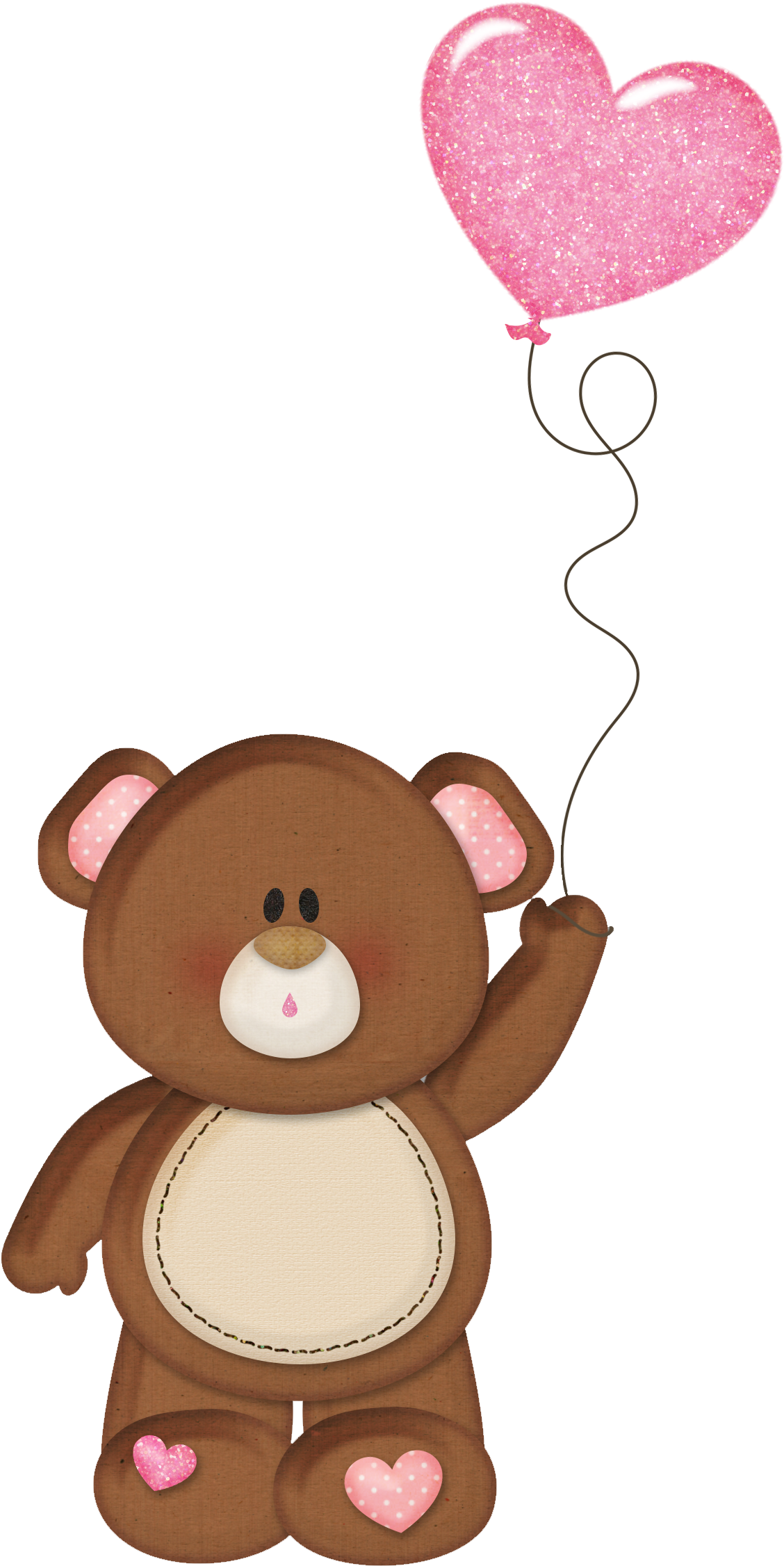 Brown Teddy With Pink Heart Balloon Png Clipart - Birthday Card Verses For Boyfriend (1172x2293)