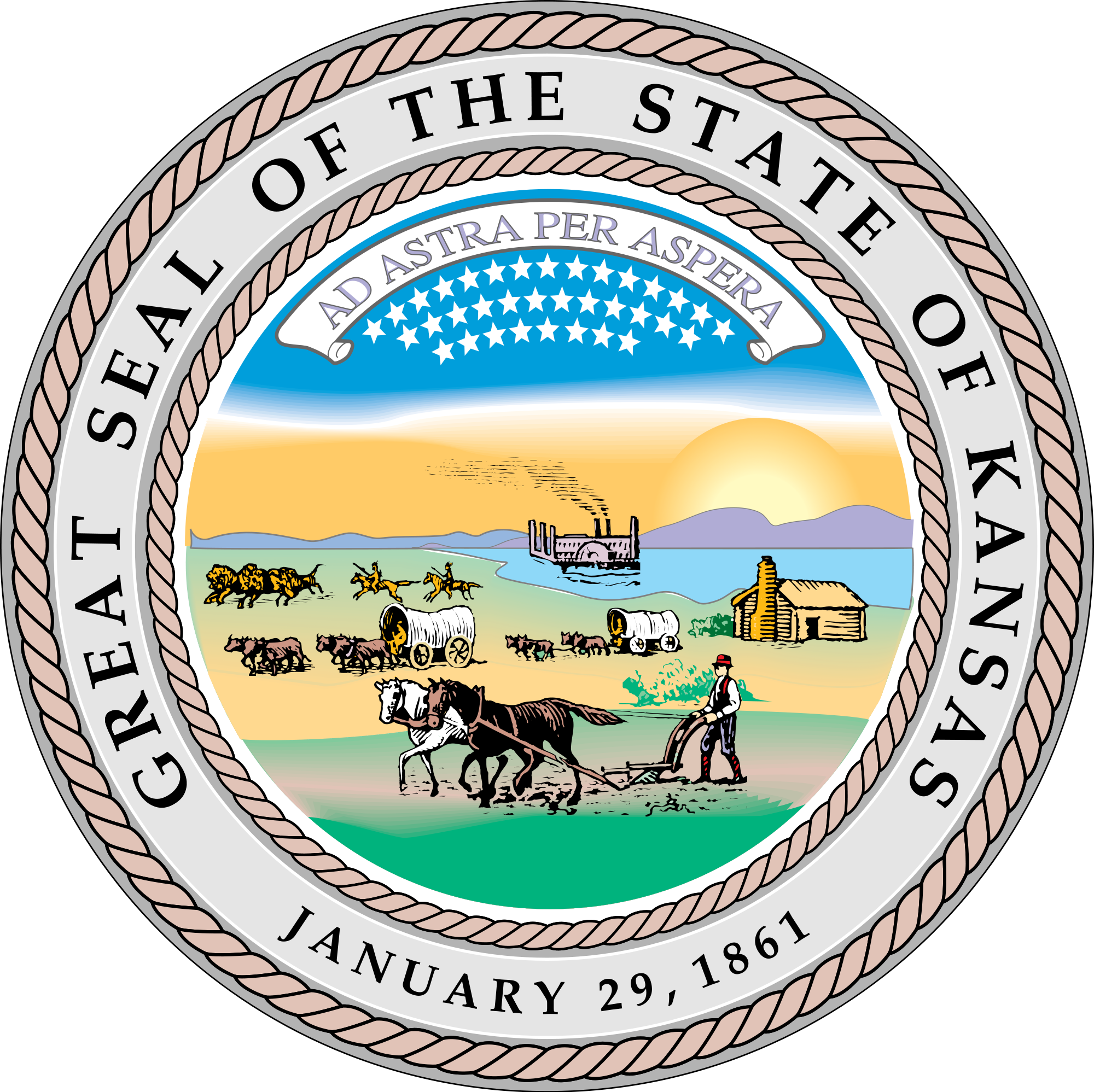 2000px Kansas Stateseal - Great Seal Of Kansas (2000x1997)