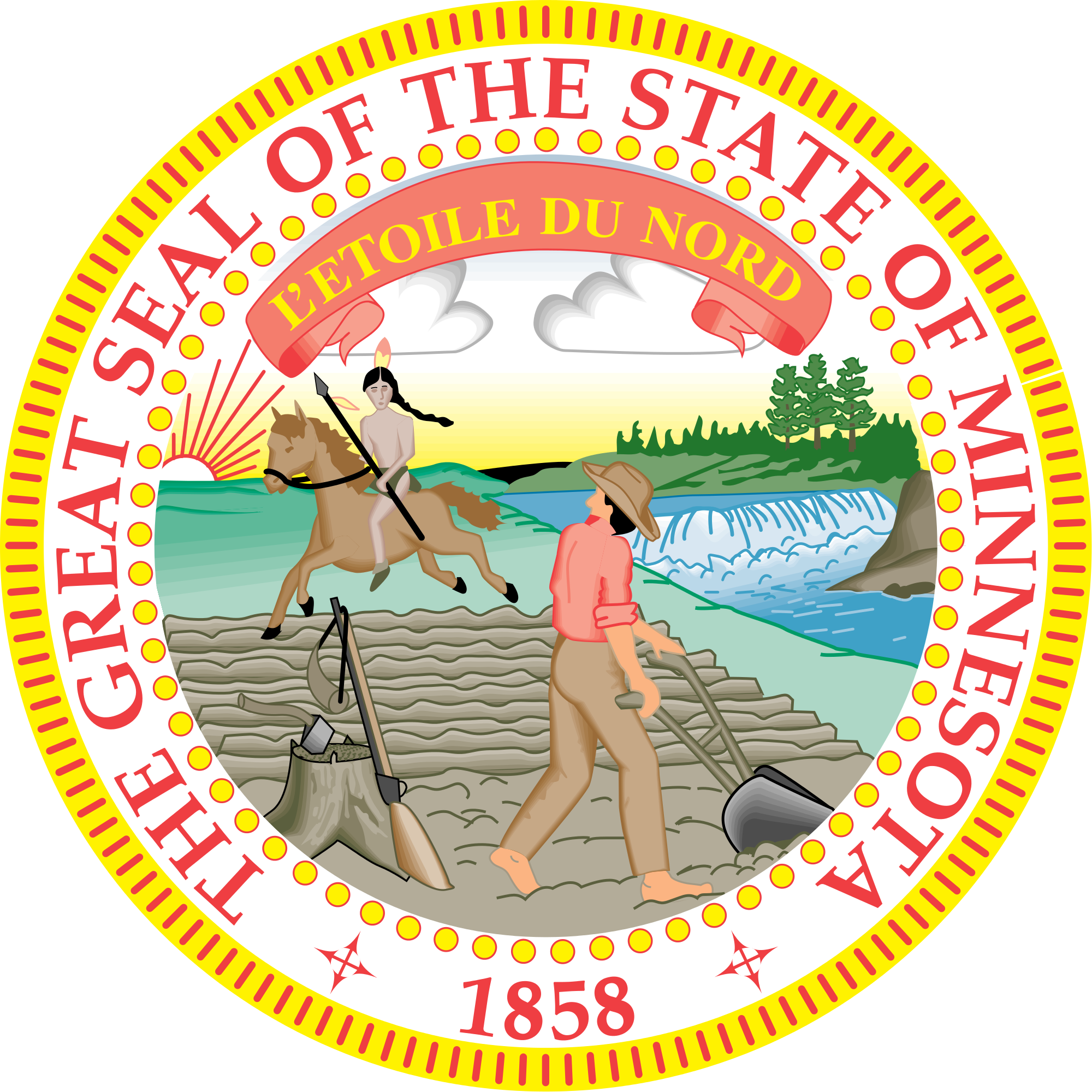 1861, The Minnesota State Seal, Minnesota's Official - Minnesota Flag And Seal (2000x2000)