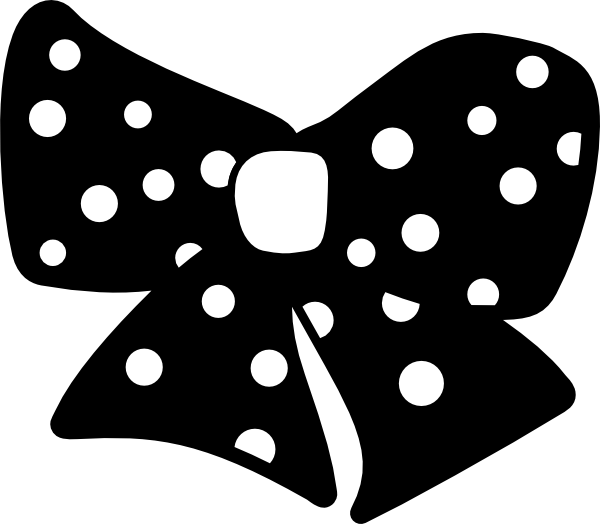 Bow With Polka Dots Clip Art At Clker - Black And White Polka Dot Bows (600x524)