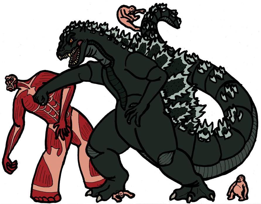 Godzilla Attacks On Titans By Tyrantisterror - Godzilla (1000x751)