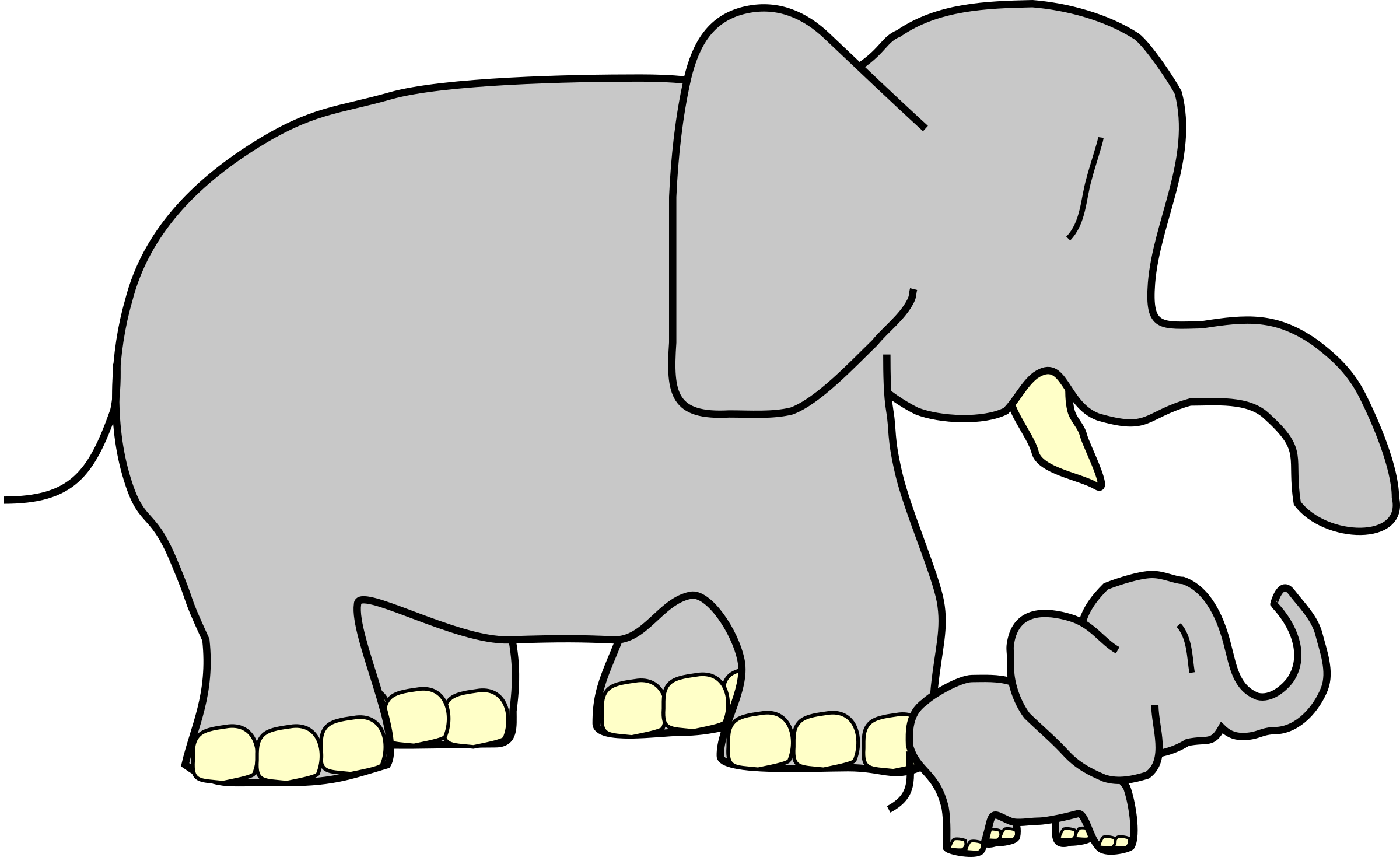 Elephant Head Outline 18, - Large And Small Clipart (2400x1469)
