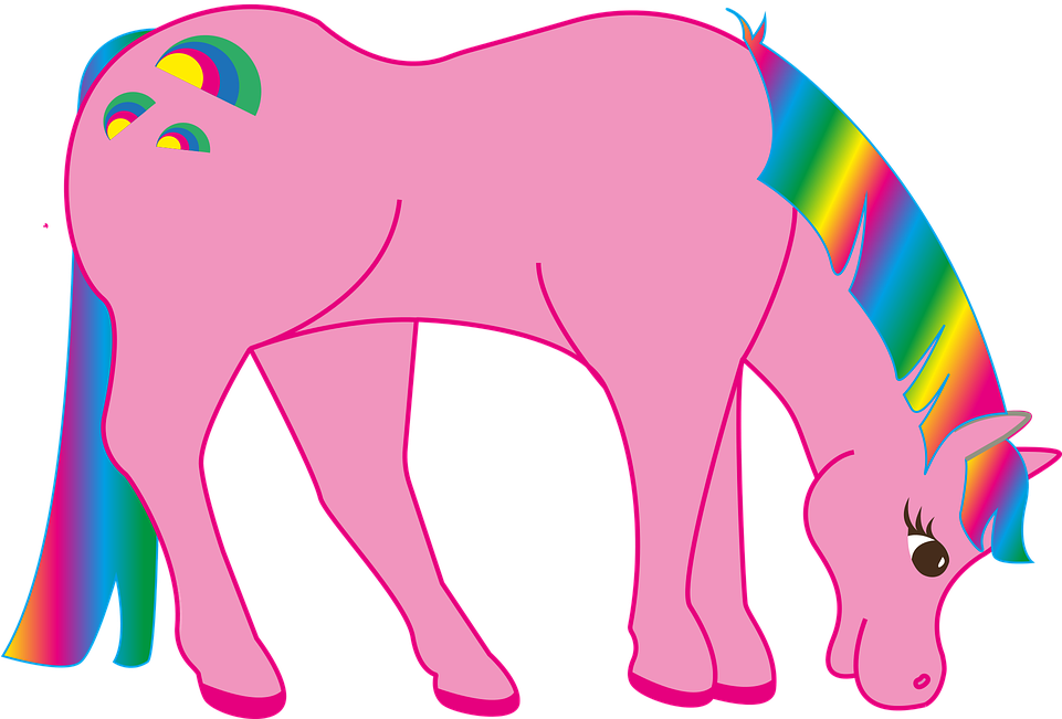 Breast Cancer Ribbon Outline - Rainbow Donkey (960x680)