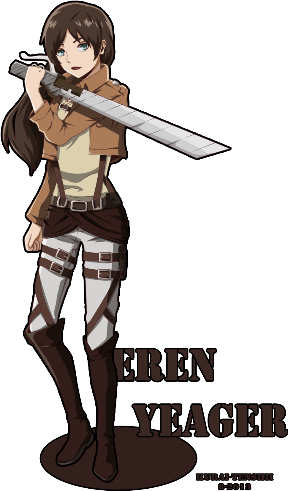 Eren Yeager By Kurai-tenshii - Eren Aot Genderbend (1000x1789)