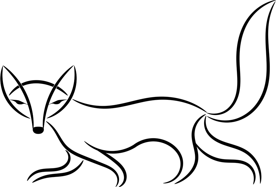 Elephant Head Outline 28, - Fox Black And White (960x652)