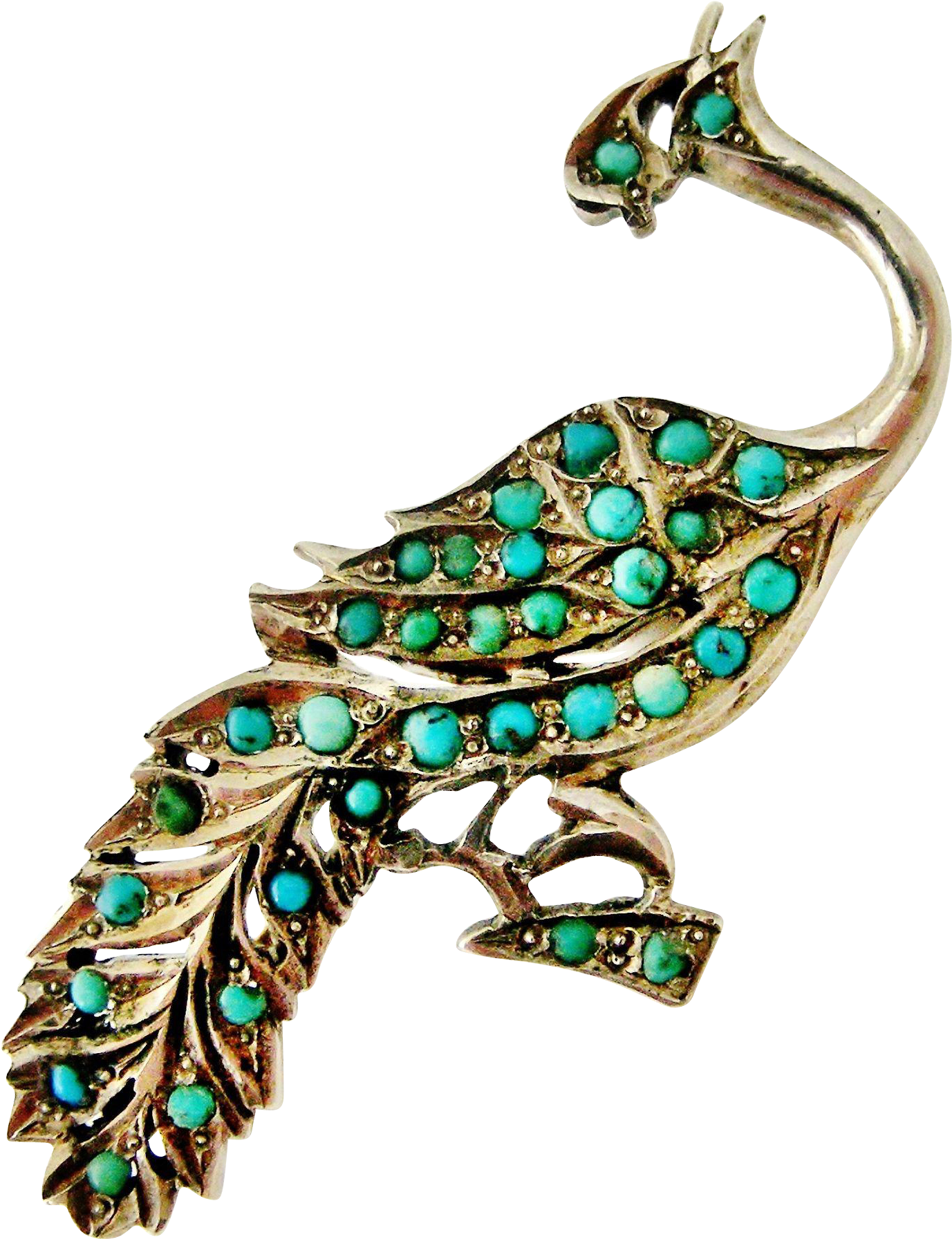 Pave Turquoise Antique Peacock Brooch - Body Jewelry (1791x1791)