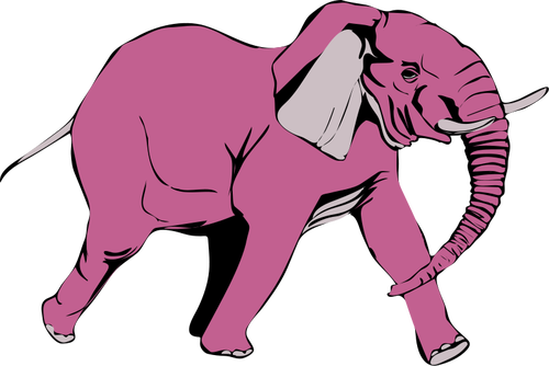 Pink Elephant Walking Vector Illustration Public Domain - Custom African Elephant Shower Curtain (500x334)