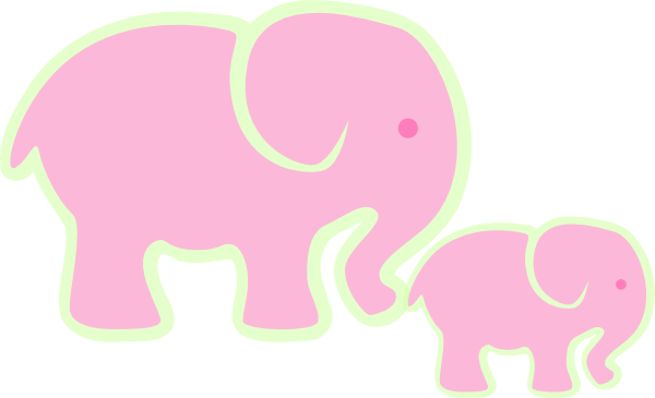 Pink Elephant And Baby Clip Art At Clker Com Vector - Clip Art (600x365)