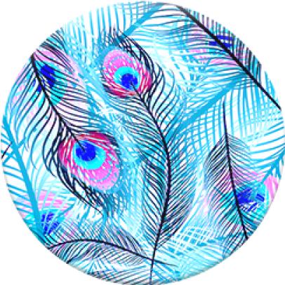Single Peacock Feathers With Flute Png - Popsocket Blue Peacock Feathers Stand (500x500)