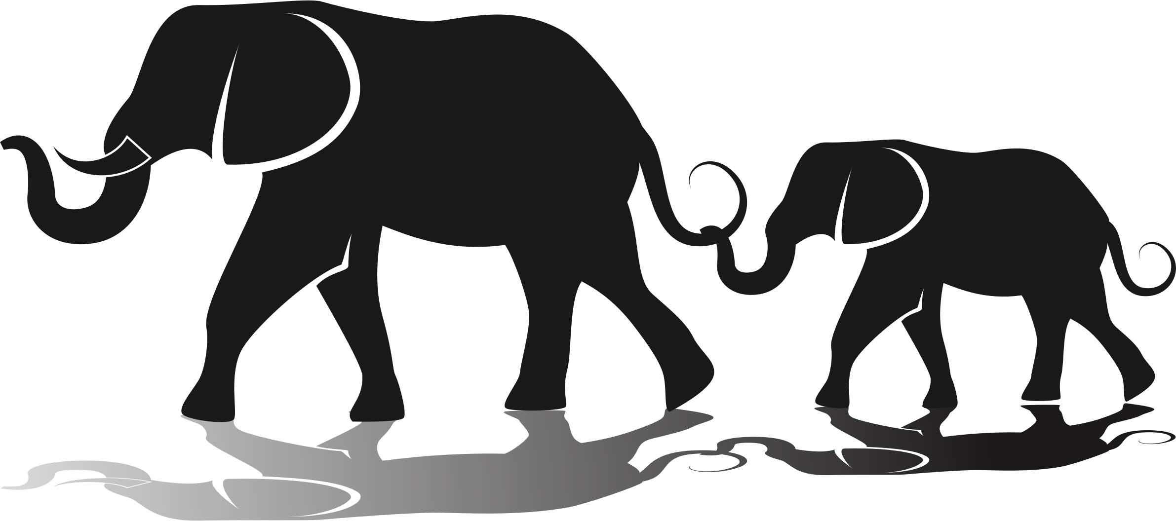 Silhouette Elephant Clip Art - Elephant Family Silhouette (2382x1056)