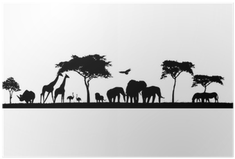 Safari Animal Wild Animals In Africa Poster • Pixers® - Silhouette Of Safari Animals (400x400)
