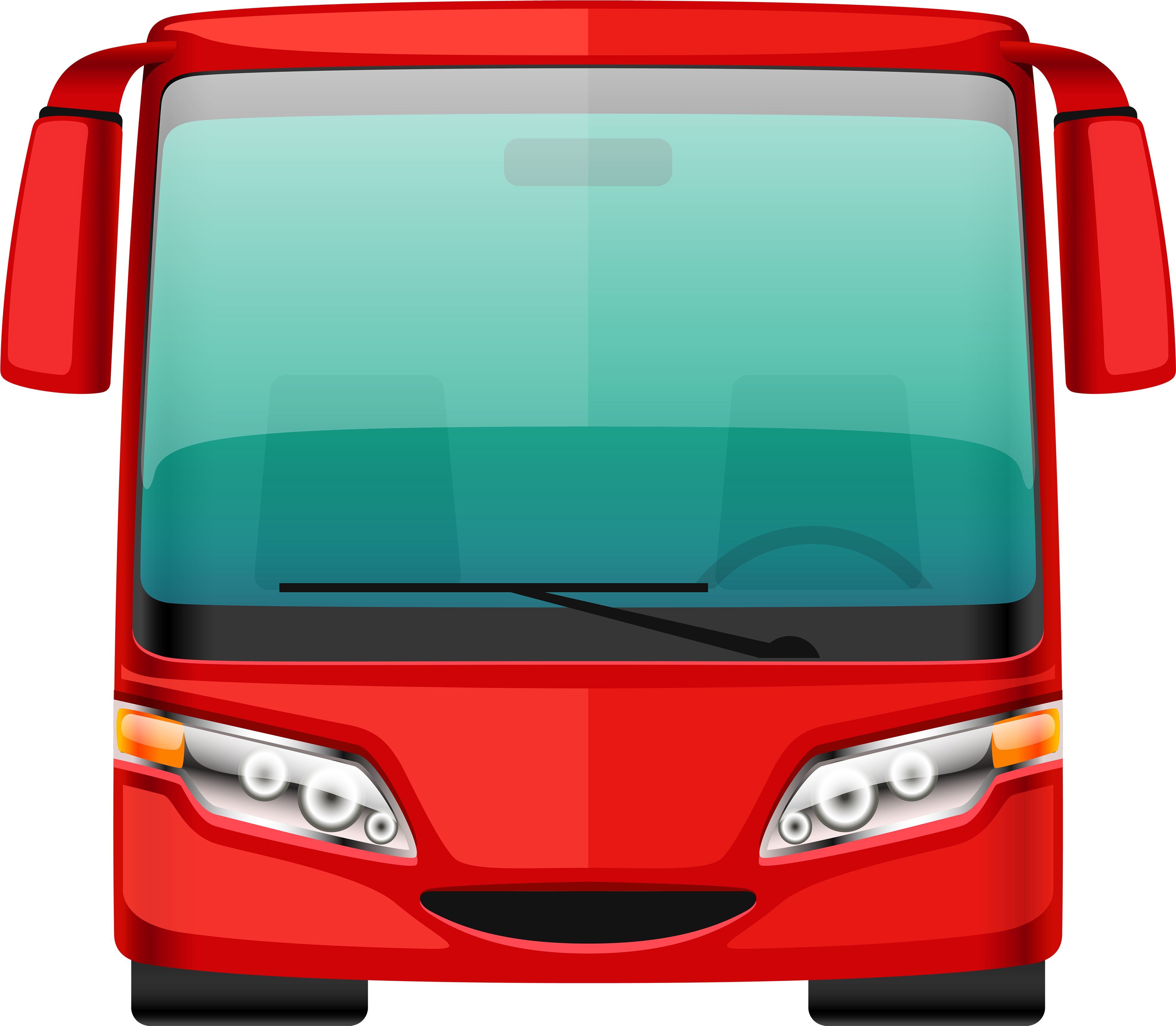 Red Bus Png Clipart - Front Of Red Bus (4000x3489)