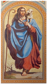 Fresco Of Jesus Christ As Good Shepherd Poster • Pixers® - Education Of Young People To The Origins Of The Christianity (400x400)