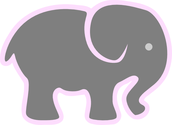Grey Elephant Light Pink - Elephant Silhouette Clip Art (600x436)