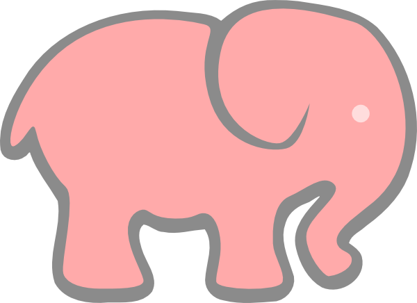 Gray Clipart Pink Elephant - Pink Elephant Cut Out (600x436)
