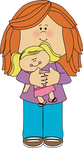 Little Girl Holding A Doll Clip Art Image Little Girl - Have Clipart (281x500)