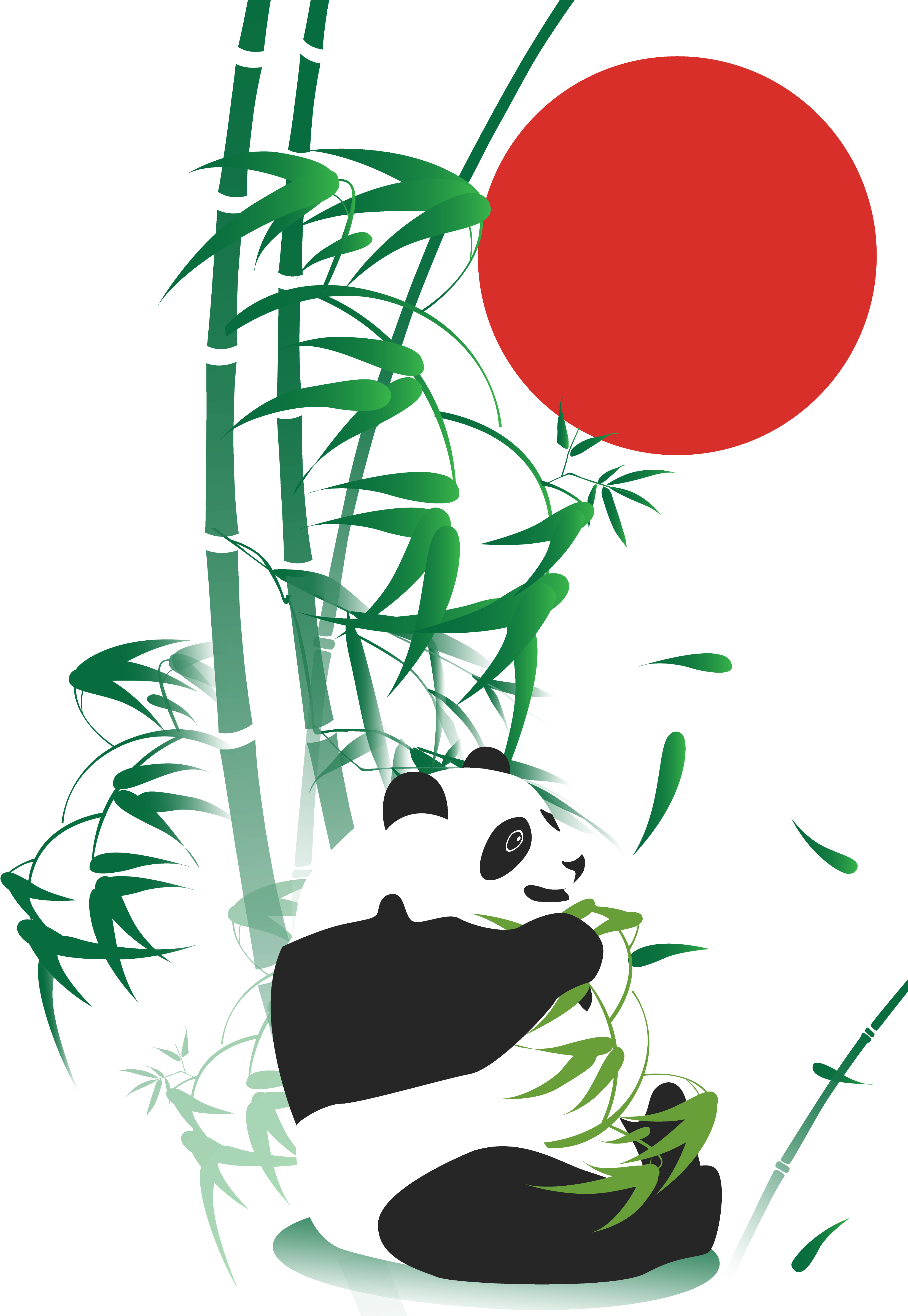Giant Panda Bamboo Drawing Adobe Illustrator - Panda And Bamboo Drawing (3422x5141)