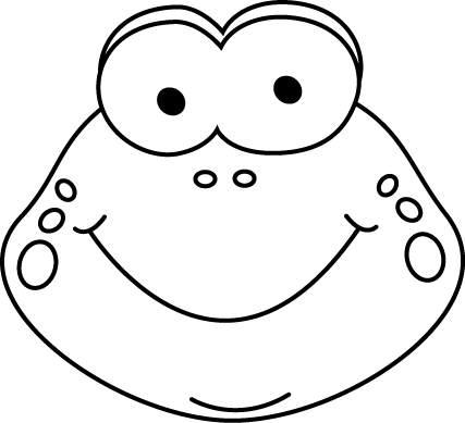 Black And White Cartoon Frog Face - Head Of Frog Black And White (427x389)