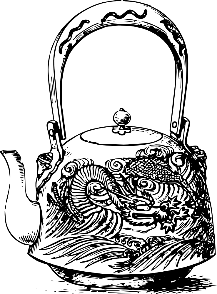 Japanese Dragon Teapot - Japanese Tea Pot Clip Art (738x1000)