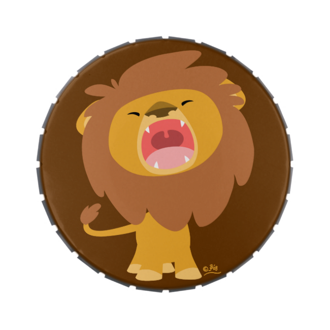 Cute Mighty Roaring Lion Cartoon Candy Tin - Cute Cartoon Lion (650x650)