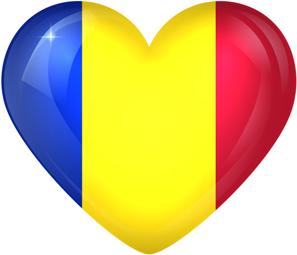 Romania Large Heart Flag - Heart (600x513)