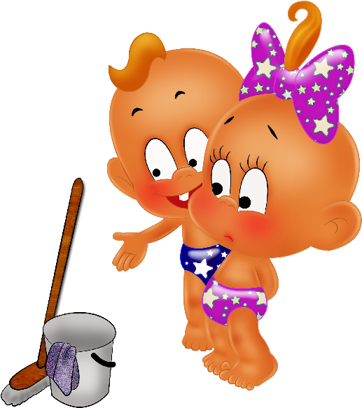 Funny Baby Girl And Boy Cartoon Clip Art Images - Baby Boy And Girl Clipart Flower (600x600)