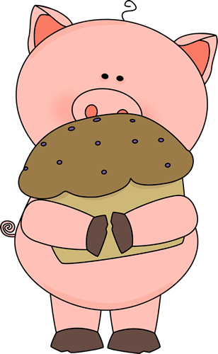 Pig With A Muffin - Cute Muffin Clipart (308x500)