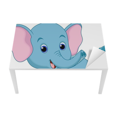 Cute Baby Elephant Cartoon Running Table & Desk Veneer - Indian Elephant (400x400)