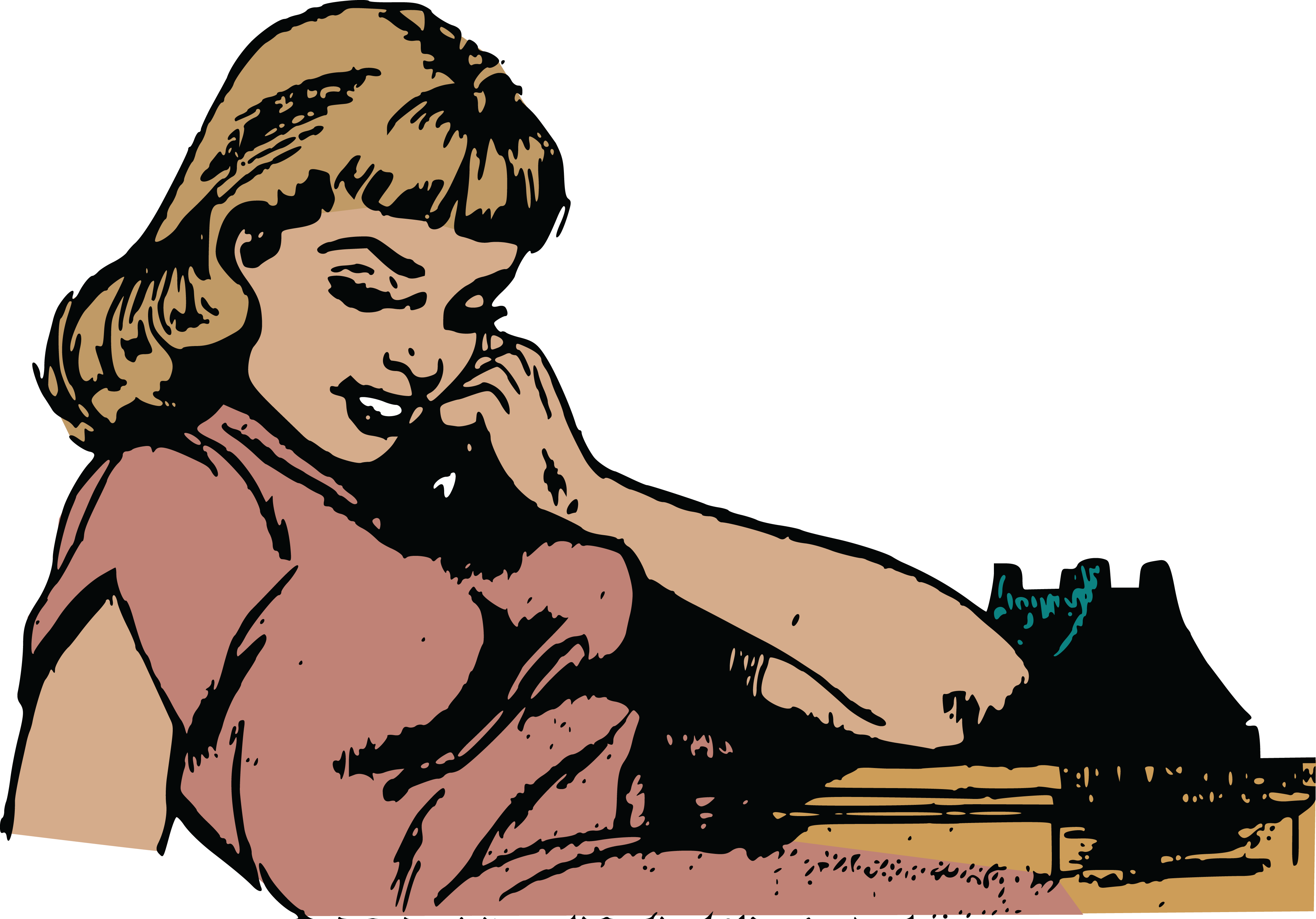 Free Clipart Of A Retro Woman Talking On The Phone - More Words For Thinking (4000x2794)
