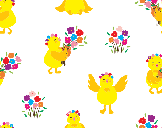 Spring Chick And Flowers Background - Flower (550x435)