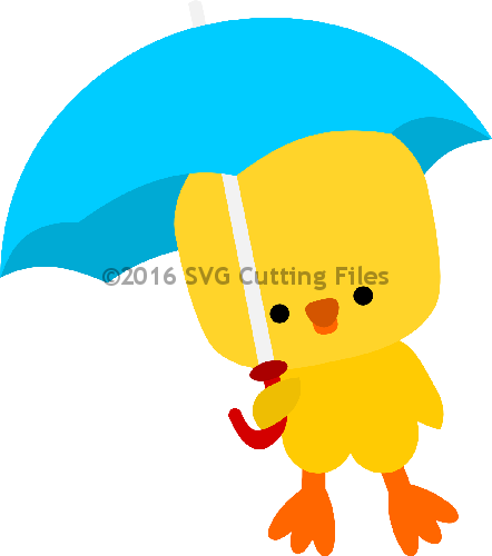 Chick Holding Umbrella - Umbrella (442x500)