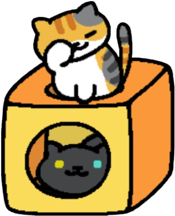 Tabitha Washing On The Orange Cube While Pepper Just - Cat (500x546)