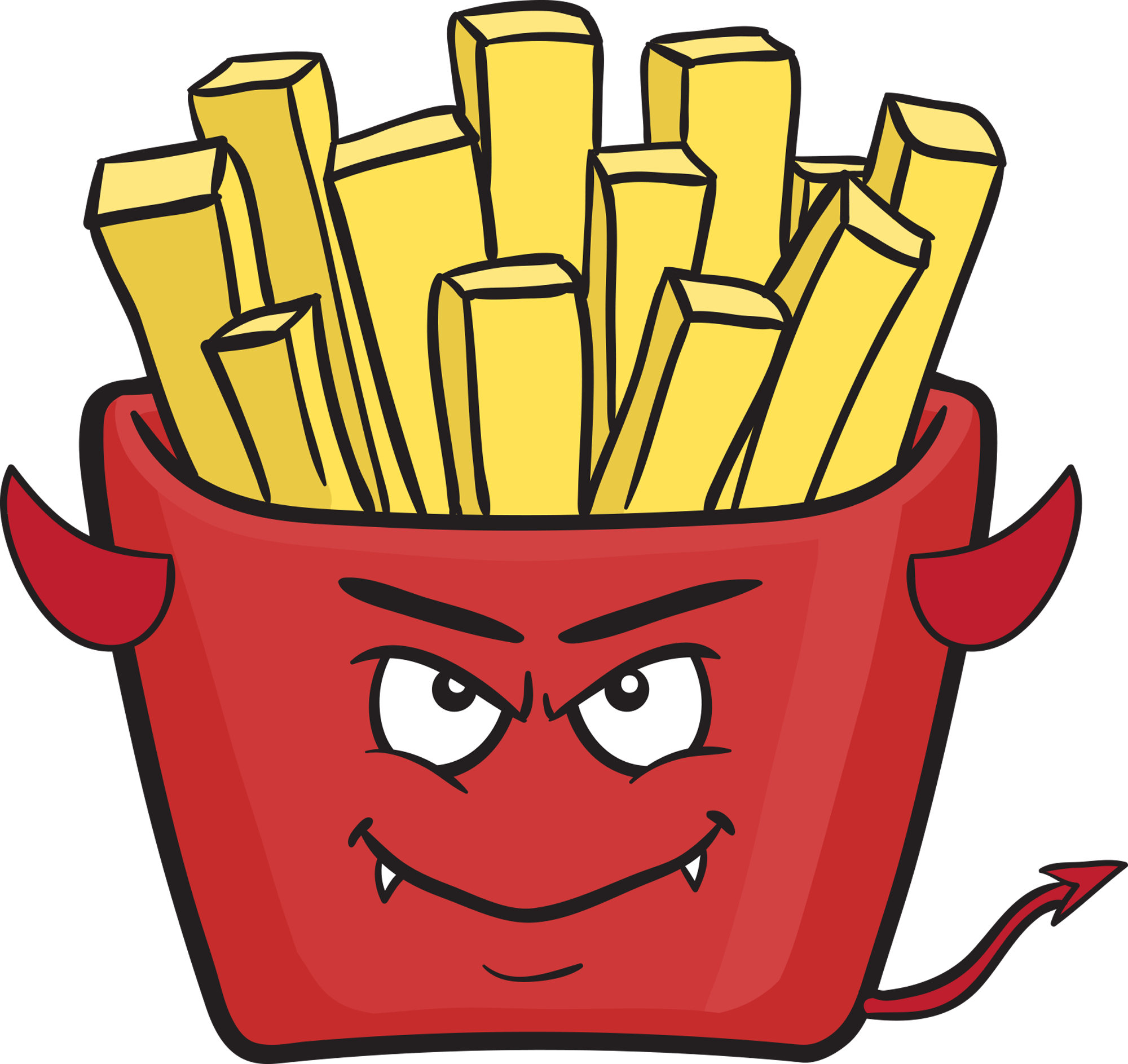 Evil French Fries - French Fries Cartoon (2000x1887)