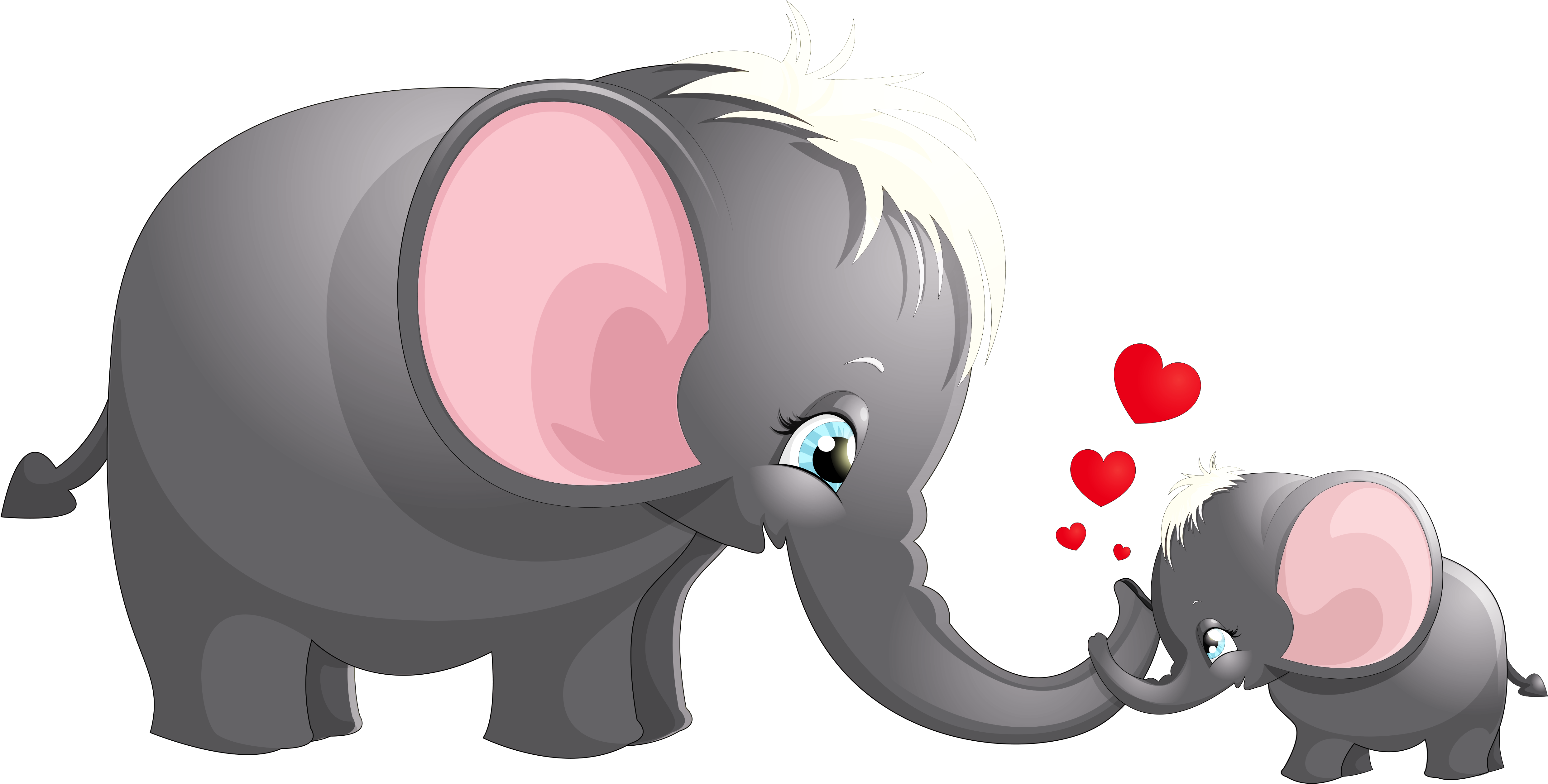 Complete Elephant Cartoon Pictures For Kids Transparent - Mom And Baby Elephant Clip Art (5088x2736)
