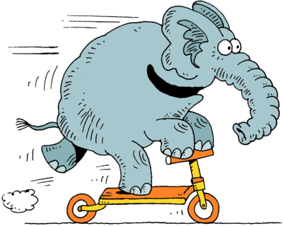 Elephant Scooter - Ridiculous Clip Art (400x320)