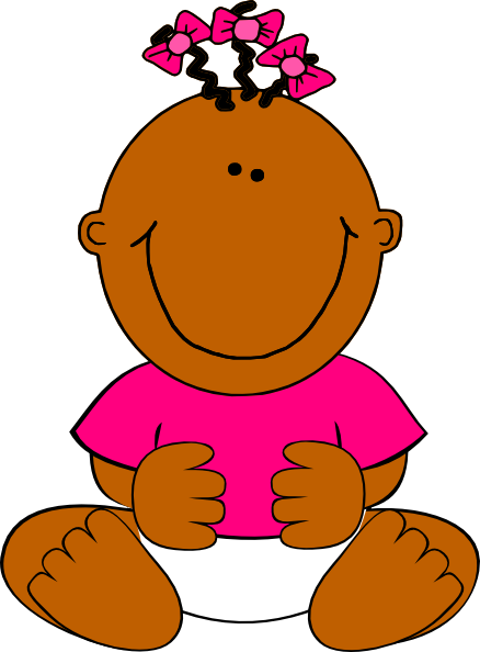 Brown Baby Girl Clip Art - African American Baby Clipart (438x594)
